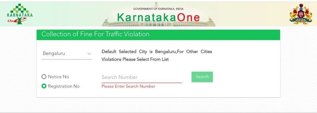 Visit the Bangalore E-Challan website