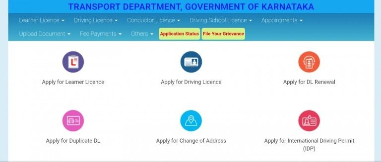 Once you’ve selected your state, click on “Apply for Driving Licence