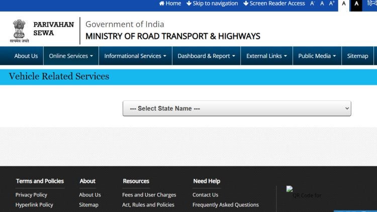 Select your state and the RTO office where your car is registered