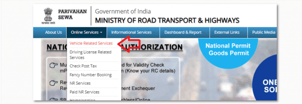 Procure an NOC by submitting Form 28/29 to the original RTO by visiting the official Parivahan Sewa website and select: Online Services >> Vehicle related Services