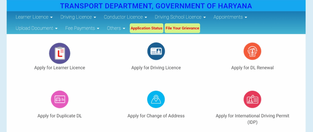 Click on “Apply for DL Renewal” as shown below.