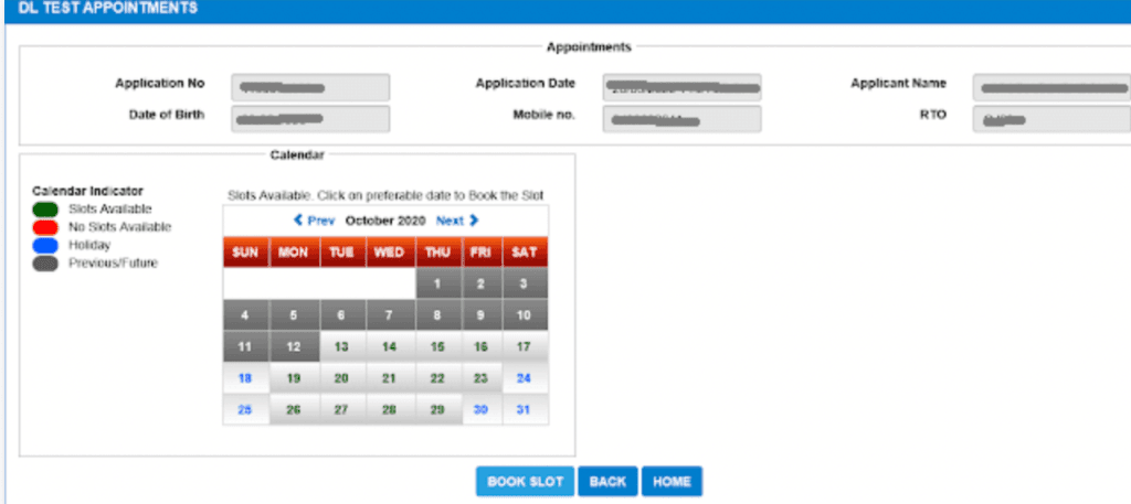 Step 4 : Select the date and time of your RTO appointment.