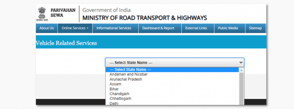 Select your state, registered RTO
