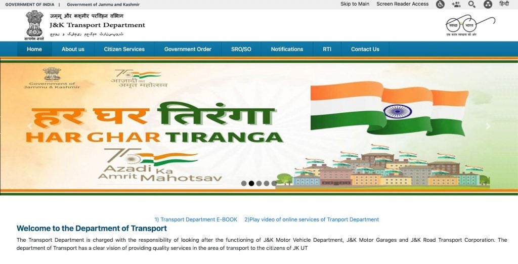 Visit the Jammu & Kashmir Regional Transport website and click on“Licence” from the main menu.