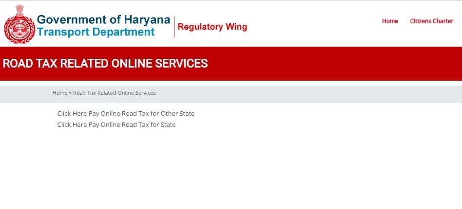 If registered in a different state, select the 'Click here to Pay Online Road Tax for Other State' option